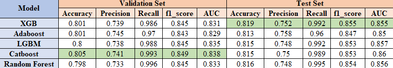 Feature Based Importances Table 2